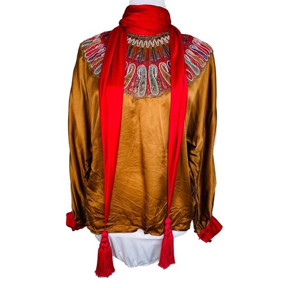 Charles Hill Roth Gold Silk Beaded Blouse - Picture 1 of 7